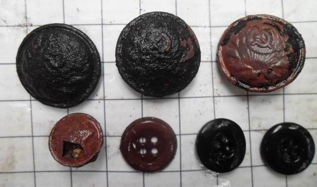 Пуговицы, найденные при останках офицера. 2016. Пуговицы, найденные при останках офицера. 2016.